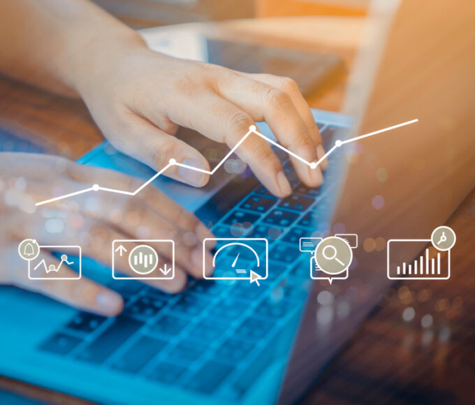 Person,Using,A,Laptop,Computer,With,Digital,Marketing,Technology,Concept.